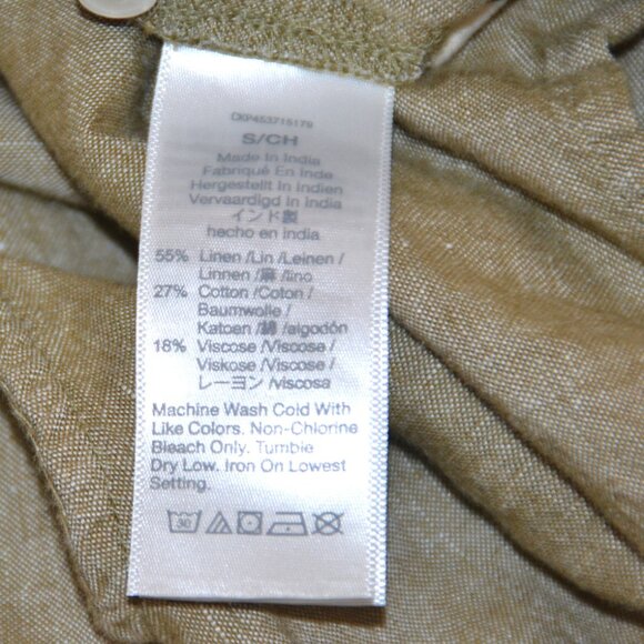 Madewell Brown Linen Blend Alexandra Button Front Mini Dress Pockets SMALL - Picture 5 of 7